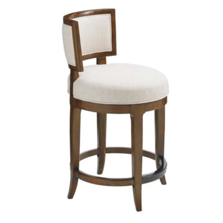 Island Fusion Swivel Upholstered Counter Stool with Solid Wood Frame