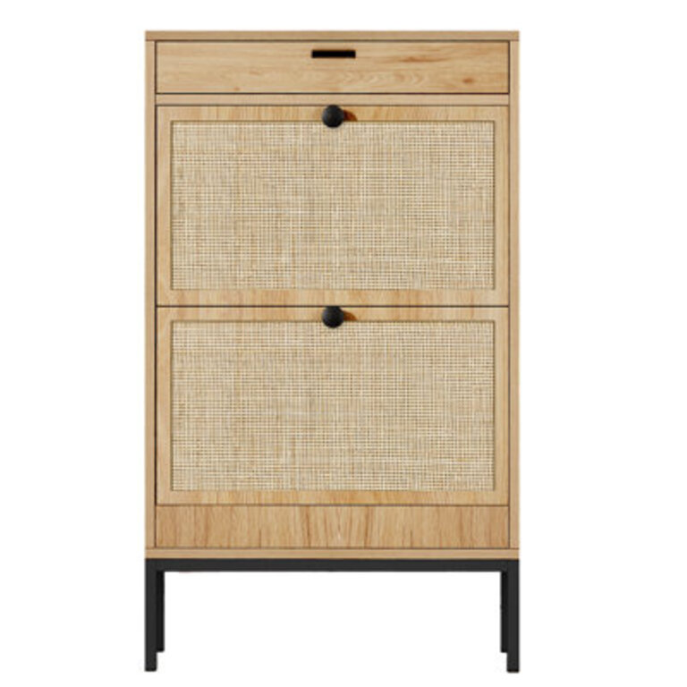Boho Rattan Shoe Storage Cabinet