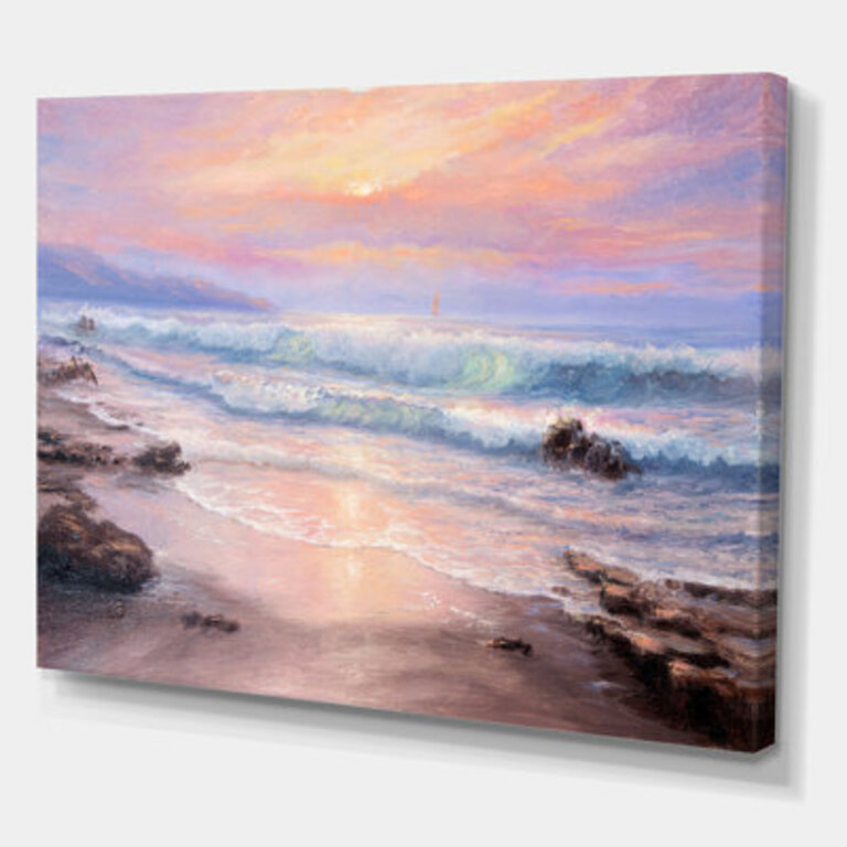 Pastel Purple Sunset Over Incoming Ocean I