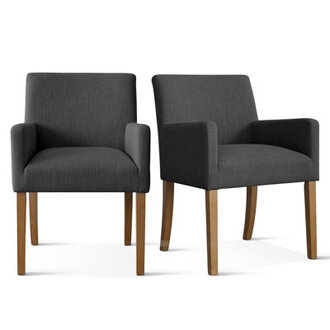 Set of 2 Kirjak 34 H Linen Dining Armchairs