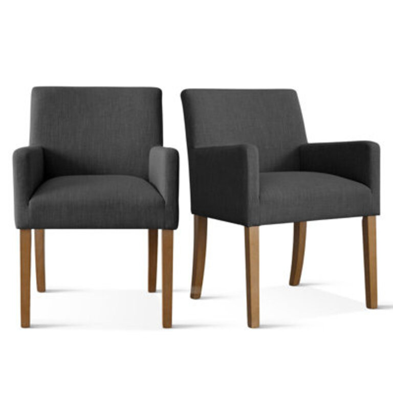 Set of 2 Kirjak 34 H Linen Dining Armchairs