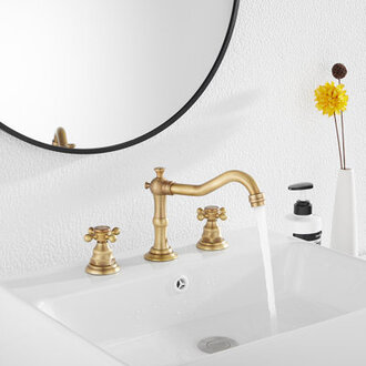 2-handle Bathroom Faucet with Drain Assembly