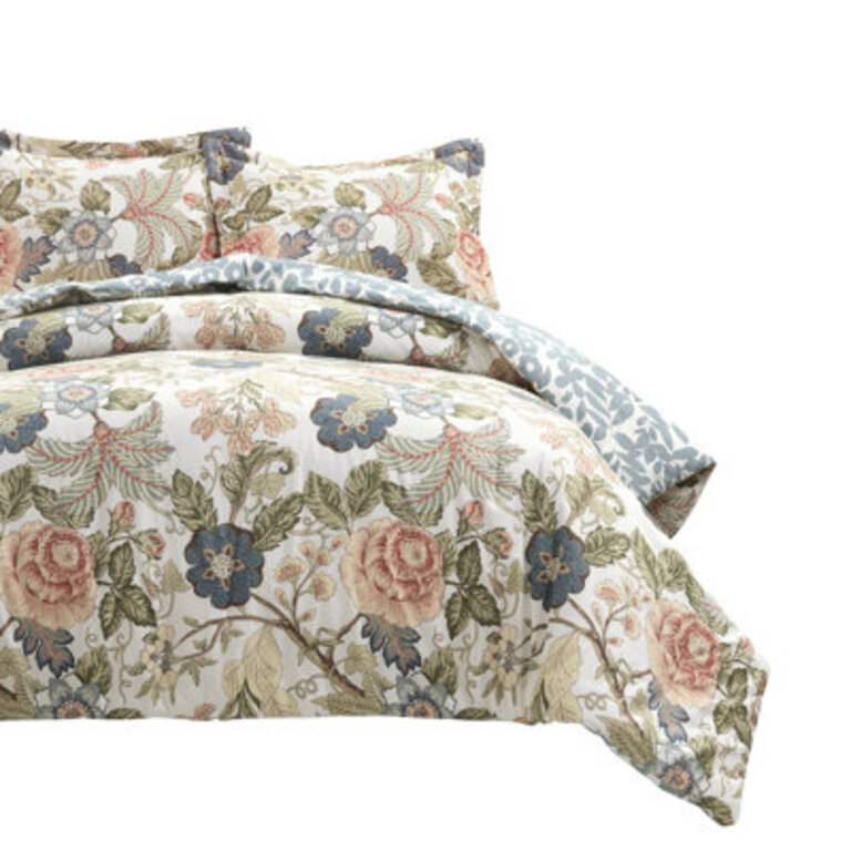Sydney Reversible Comforter Set GreenBlue 3Pc Set