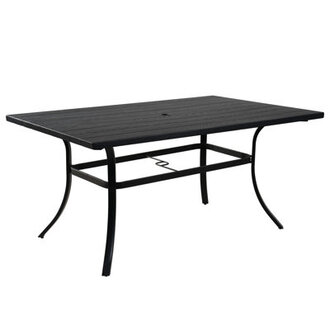Errik Rectangular Metal Outdoor Dining Table with Umbrella Hole