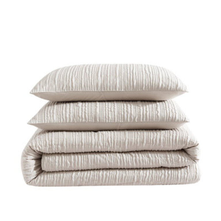 Laura Ashley Crinkle Solid Reversible Duvet Cover Set