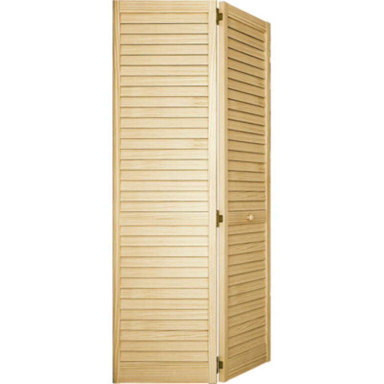 Louvered Wood Unfinished Plantation Bi-Fold Door