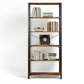 Bookshelf 315In Wide Shelf 6 Tier Bookcase 110LbsShelf Industrial Bookshelves