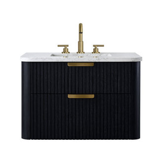 Liljan 30 Wall-Mounted Single Bathroom Vanity with Engineered Stone Top