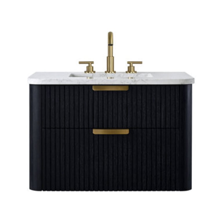 Liljan 30 Wall-Mounted Single Bathroom Vanity with Engineered Stone Top