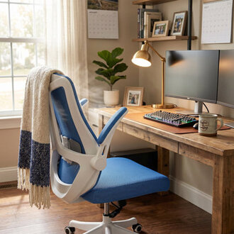 Norberta Home Ergonomic Office Chair With Lumbar Support Swivel High Back Computer Chair Breathable Mesh Desk Chair PU Silent Wheels Flip-Up Arms350LBS Capacity