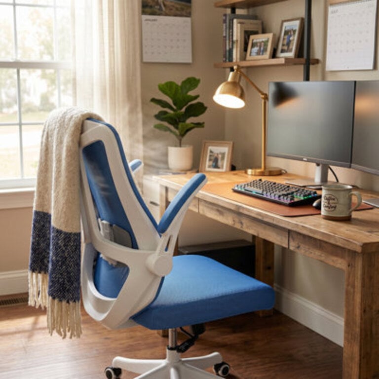 Norberta Home Ergonomic Office Chair With Lumbar Support Swivel High Back Computer Chair Breathable Mesh Desk Chair PU Silent Wheels Flip-Up Arms350LBS Capacity