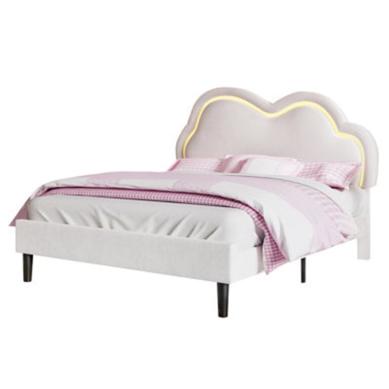Landover Upholstered Platform Bed with LED Cloud-Shaped Headboard