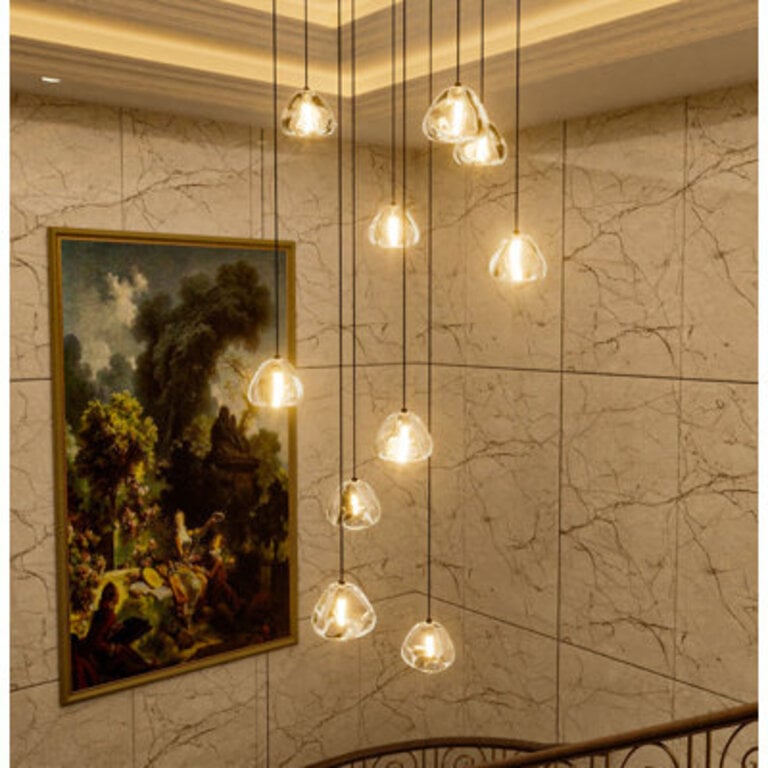 10-lights High Ceiling Glam Chandeliers LED Dimmable Light