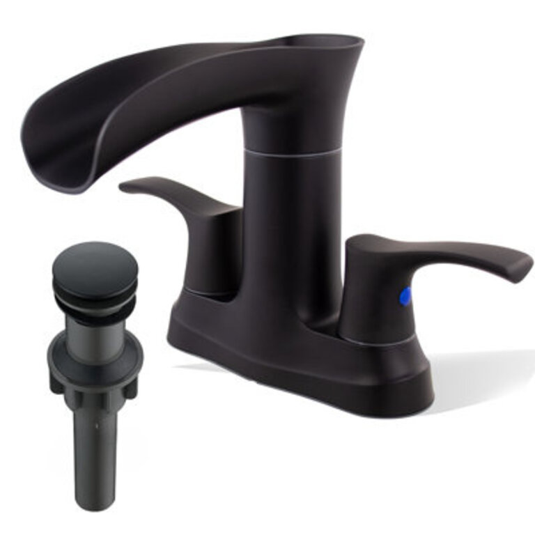 Centerset 2-Handle Waterful Bathroom Sink Faucet with Drain Assembly