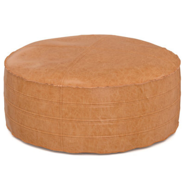 Brody 32W Vegan Leather Round Coffee Table Pouf