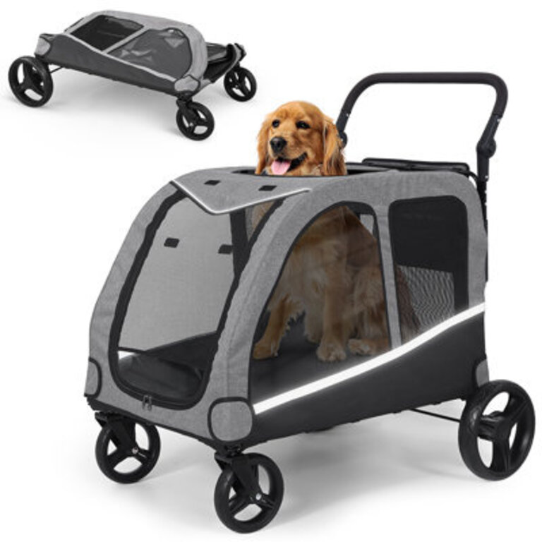 Stroller for Large Dogs Extra Large Pet Stroller for Medium 2 Dogs Dog Wagon Dog Carriage Foldable Design Adjustable Handle