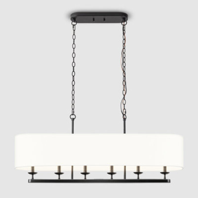 Fabric Chandelier 6-Light Dining Room Chandelier over Table Island Lights for Kitchen Modern Chandelier Drum Chandelier