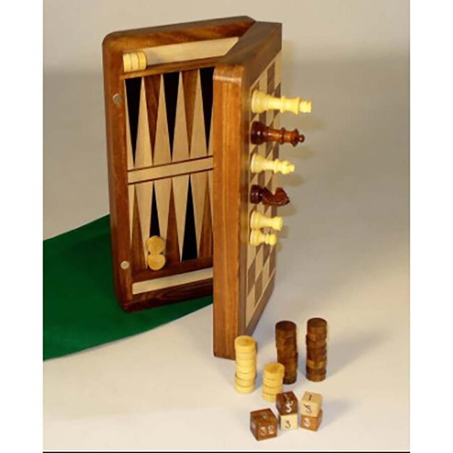 CHESS AND BACKGAMMON: SHEESHAM FOLDING 10-INCH