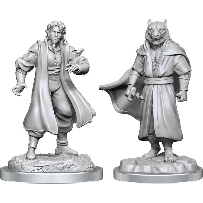 Critical Role Unpainted Miniatures: W03 Male Human Sorcerer Merchant & Tiger Demon