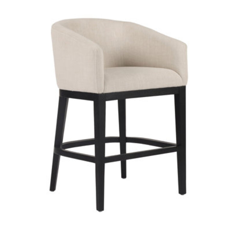 Jennifier 24" Counter Stool Seat Color/ Frame Color: Beige Cotton Blend/ Black Frame, Number of Stools: 1