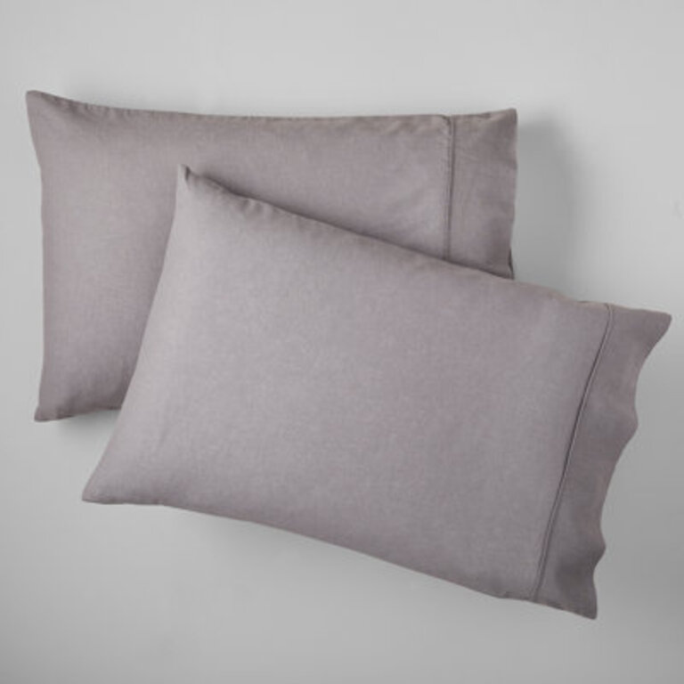 Jeffen Linen Blend Pillowcase Set Size: King, Color: Charcoal