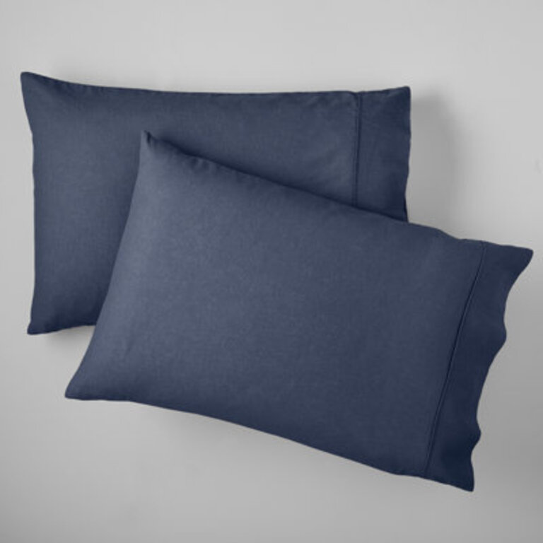 Jeffen Linen Blend Pillowcase Set Size: King, Color: Midnight Navy