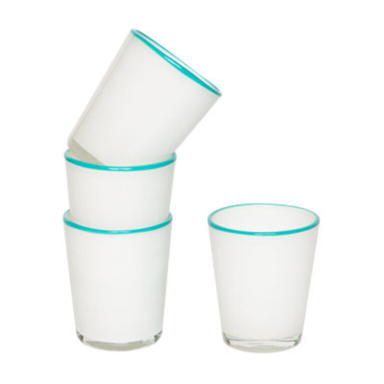 Sarya Glassware - Set of 4 Color: White/Blue, Capacity: 9 oz. (Set of 4 Glasses)