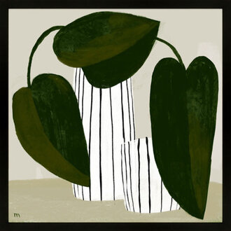 Striped Vases By Studiom - Framed Wall Art Format: Black, Size: 16" H x 16" W x 1.25" D