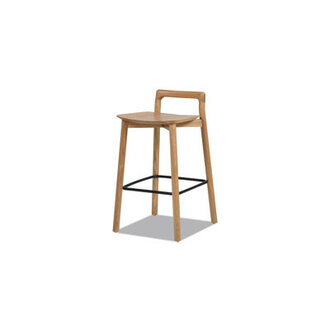 Anrey 26.5" Modern Minimalist Low Back Wood Counter Stool, Natural Blonde Ash Wood