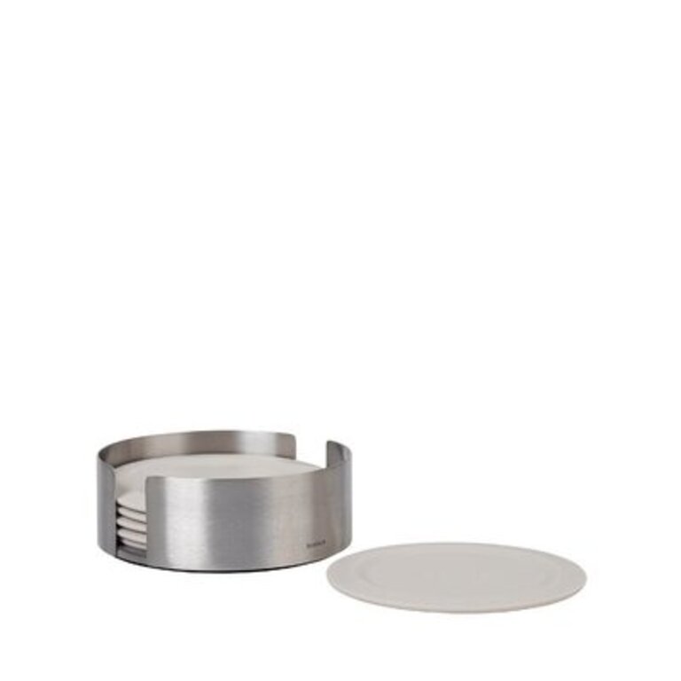 Lareto 7 Piece Coaster Set with Holder Color: Moonbeam