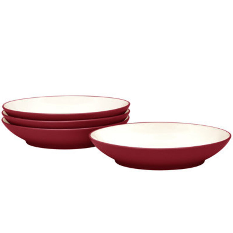 Noritake Colorwave Ice Set Of 4 Coupe Pasta Bowls, 9-1/4", 35 Oz. Color: Raspberry