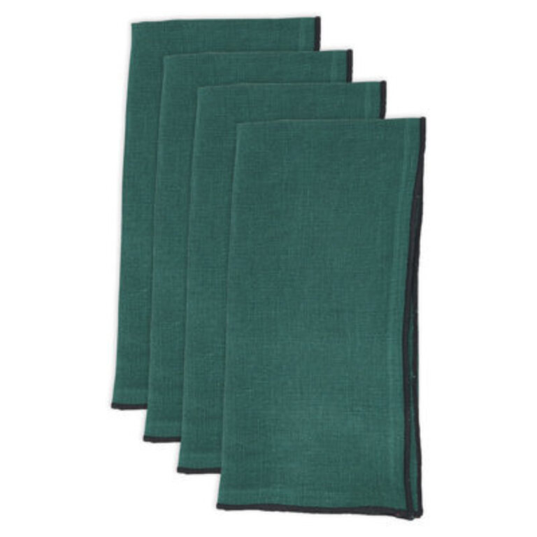 Dartmouth Stitched Border Stonewashed Table 20" Linen Napkin Color: Jasper Green