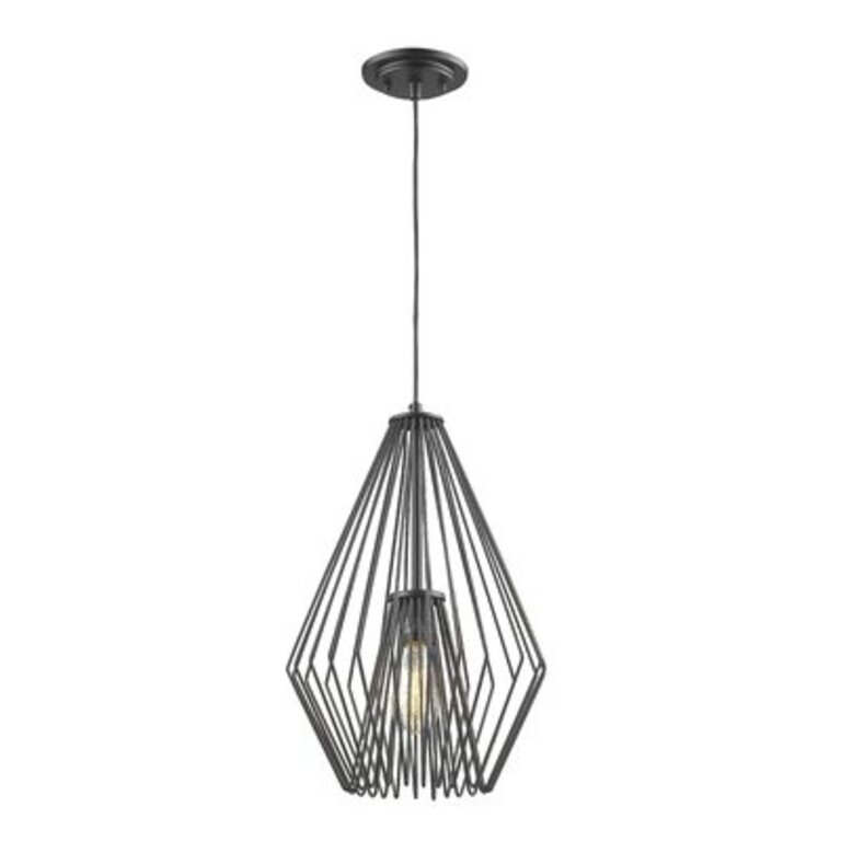 Frankie 1 - Light Single Geometric Pendant with Wrought Iron Accents Finish: Matte Black, Size: 18.5" H x 12.25" W x 12.25" D