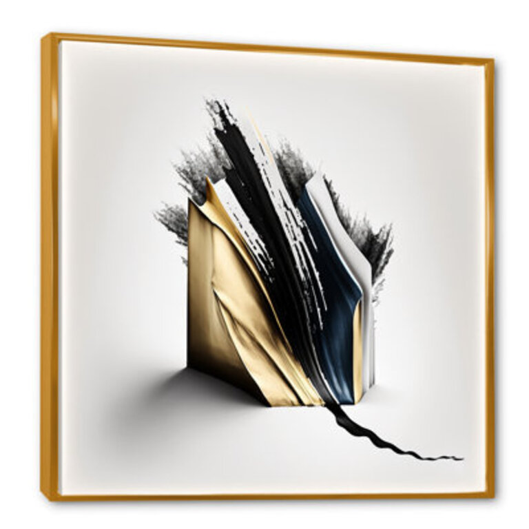 Black and Gold Cubic Expression VI - Graphic Art on Canvas Format: Gold Floater Framed Canvas, Size: 30" H x 30" W x 1" D