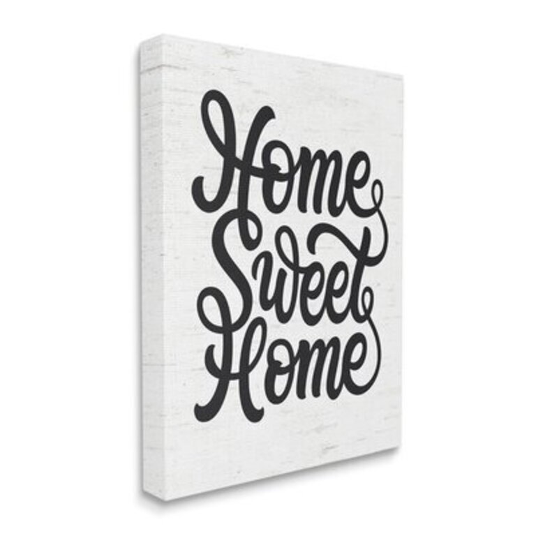 Minimal Home Sweet Home Typography Light Worn Pattern Wall Plaque Art By Lettered And Lined Format: Wood Plaque, Size: 48" H x 36" W