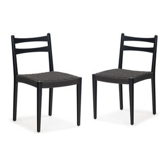 Solid Wood Ladder Back Side Chair Upholstery Color: Black