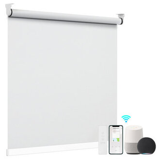 Smart Motorized Blackout White Roller Shade Blind Size: 34" W x 48" L