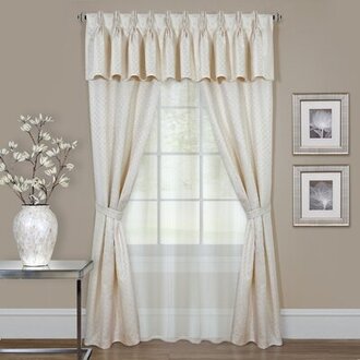 Moreton Solid Color Semi-Sheer Pinch Pleat Curtain Panels Curtain Color: Ivory, Size per Panel: 55" W x 84" L