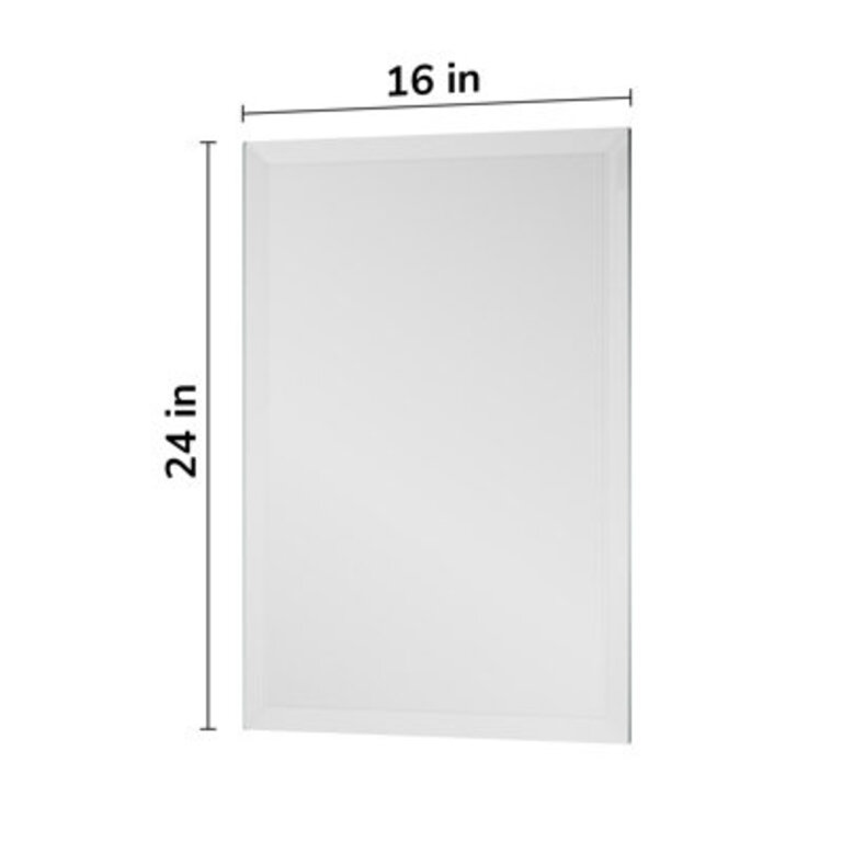 Janica Rectangular Beveled Frameless Bathroom Vanity Mirror Decorative Wall Accent Mirror Size: 24" x 16"