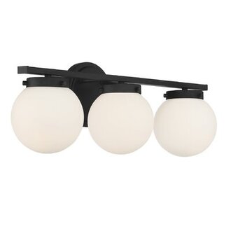 Wellsboro 3-Light Dimmable Vanity Light Finish: Matte Black, Shade Color: White