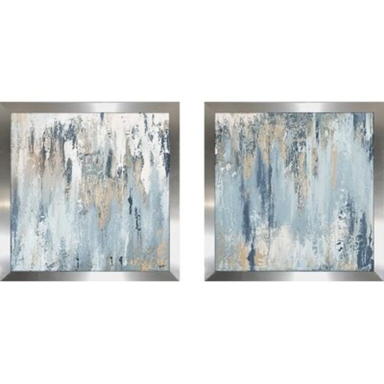 Blue Illusion Square by Patricia Pinto - 2 Piece Wrapped Canvas Print Set Format: Silver Framed, Size: 19.5" H x 19.5" W x 0.75" D
