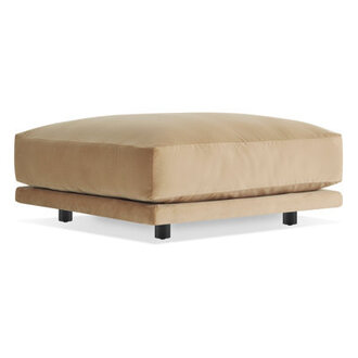Sunday Small Ottoman Fabric: Camel Velvet Polyester Blend