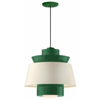 Ricarda 1-Light Unique / Statement Geometric Pendant Shade Color: Hunter Green Inner, Size: 14" H x 16" W x 16" D