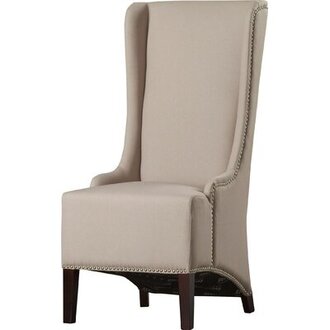 Bacall Linen Upholstered Side Chair in Birch Upholstery Color: Taupe with Nailhead Trim