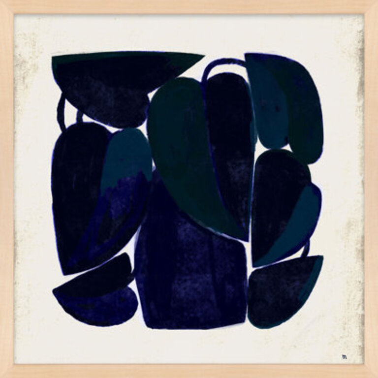 Blue Floral By Studiom - Framed Wall Art Format: Maple, Size: 16" H x 16" W x 1.25" D