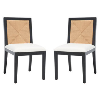 Hudgins Linen Side Chair Frame Color: Black