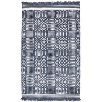 Bovina Hand-Knotted Nine Stars Coverlet Navy/White in Area Rug Rug Size: Rectangle 5' x 8'