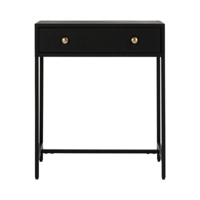 Julina 24'' Tall 1 - Drawer Iron Nightstand in Black Color: Black