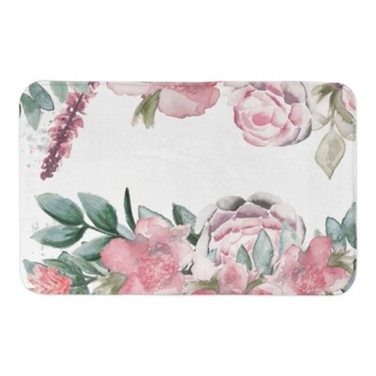 Florencio Botanicals Rectangle Non-Slip Floral Bath Rug
