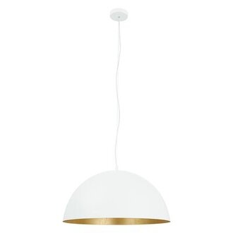 Ainslee - 1 Light Pendant - Structured Exterior - Interior Metal Shade Finish: White/Gold, Size: 84.75" H x 11.75" W x 23.62" D